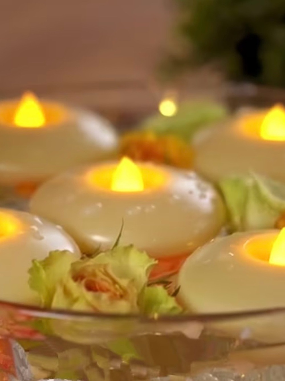 Floating LED Votive Candles - Warm Ivory Glow